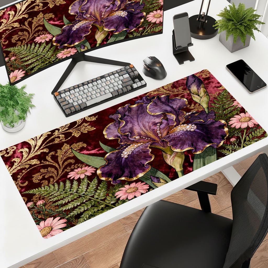 Gaming Keyboard Brand - Brand Purple Floral Mouse Pad Iron