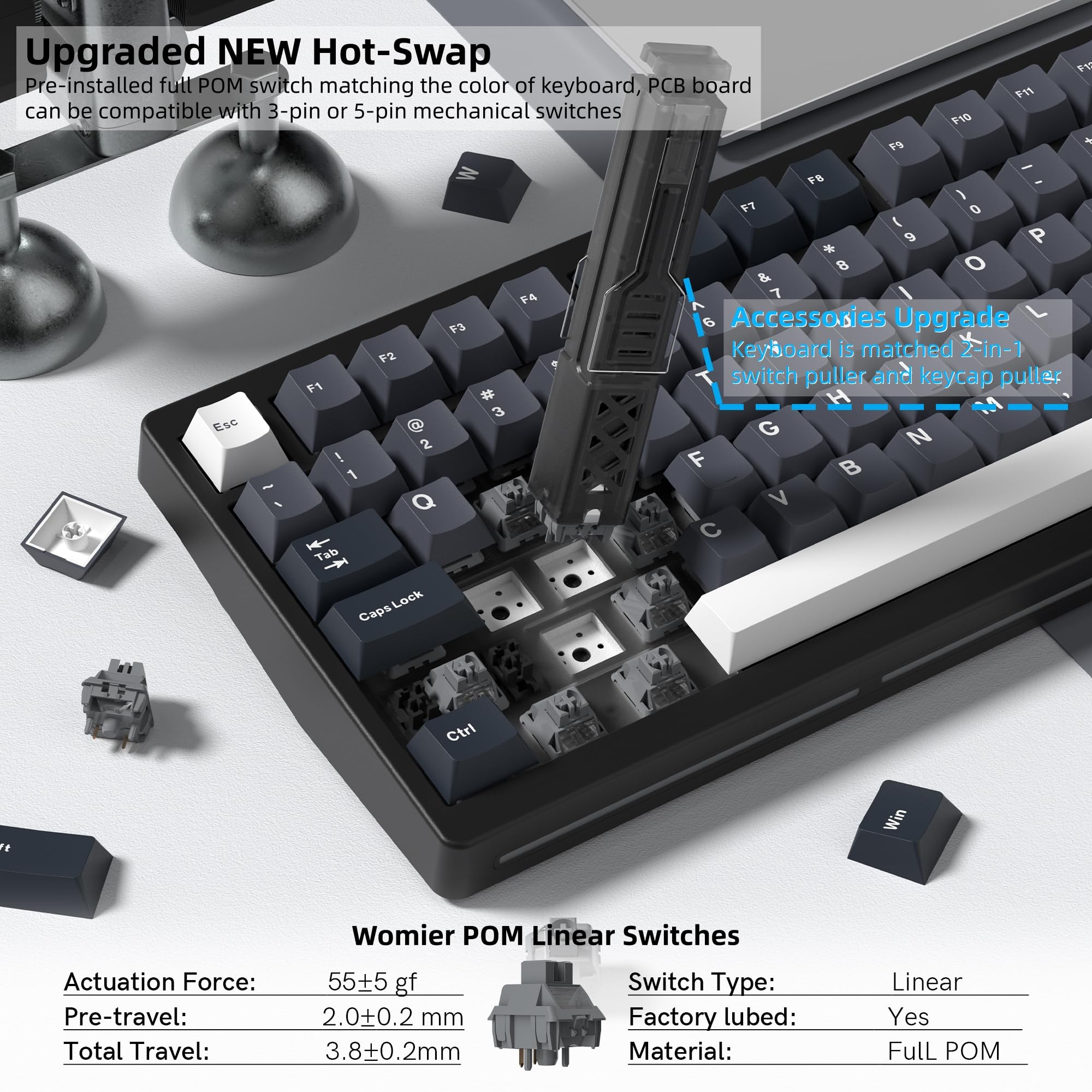 Womier MT75 Wireless Mechanica - Gaming Keyboard Thocky recension och pris